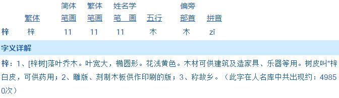  2017鸡年带“梓”字的宝宝起名